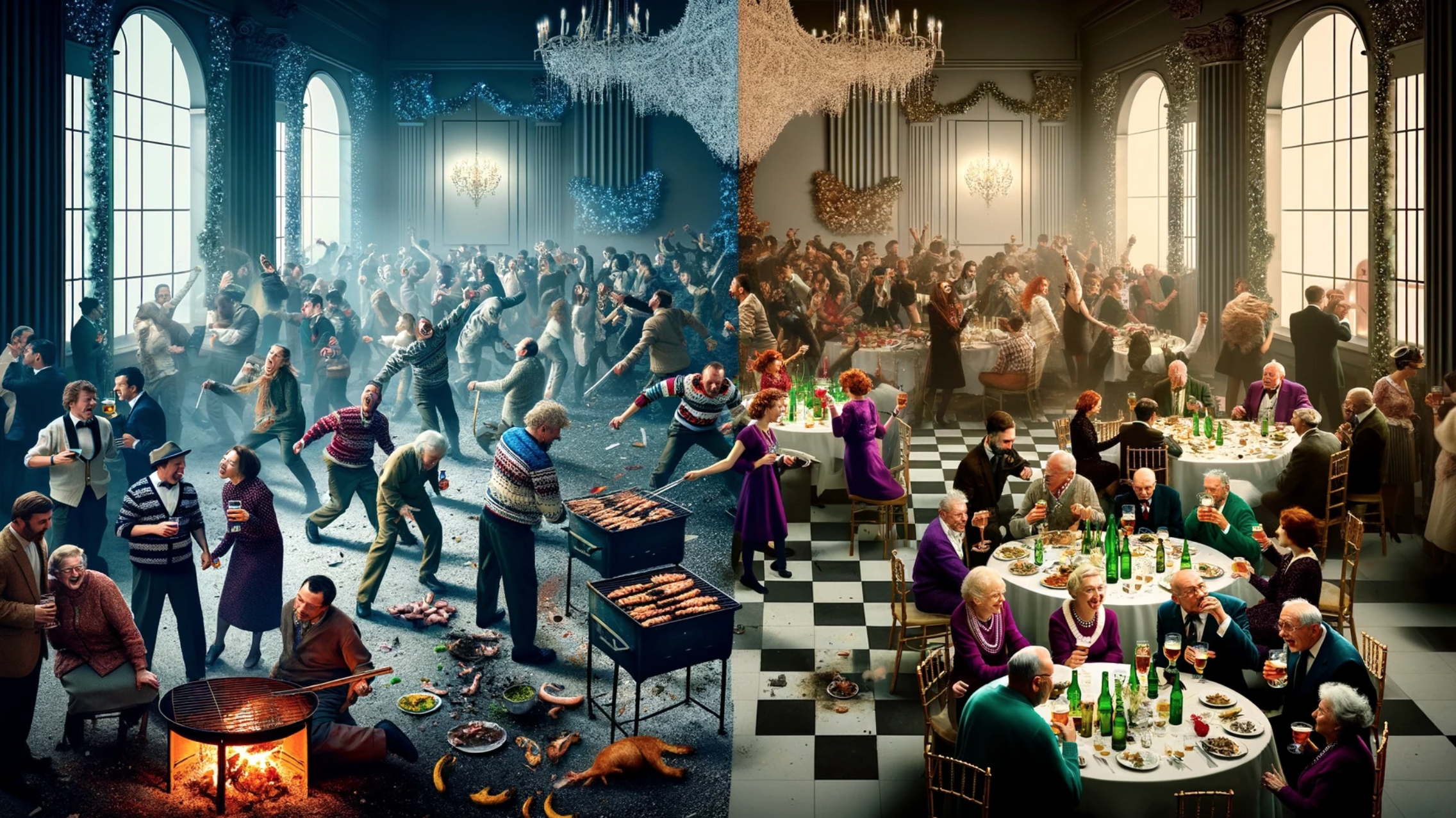 Comparison between a destructive and constructive end-of-year party