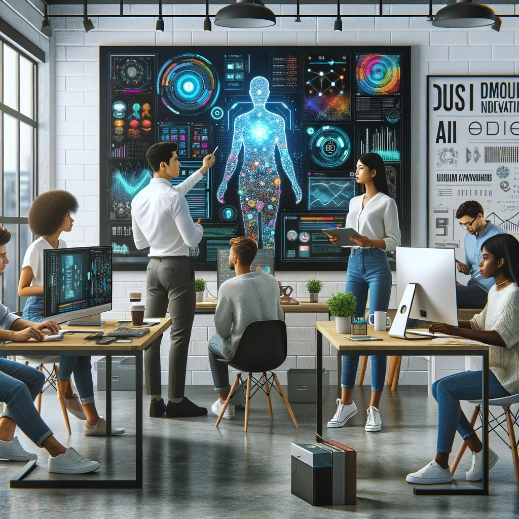 Young IT firm using AI after a team building