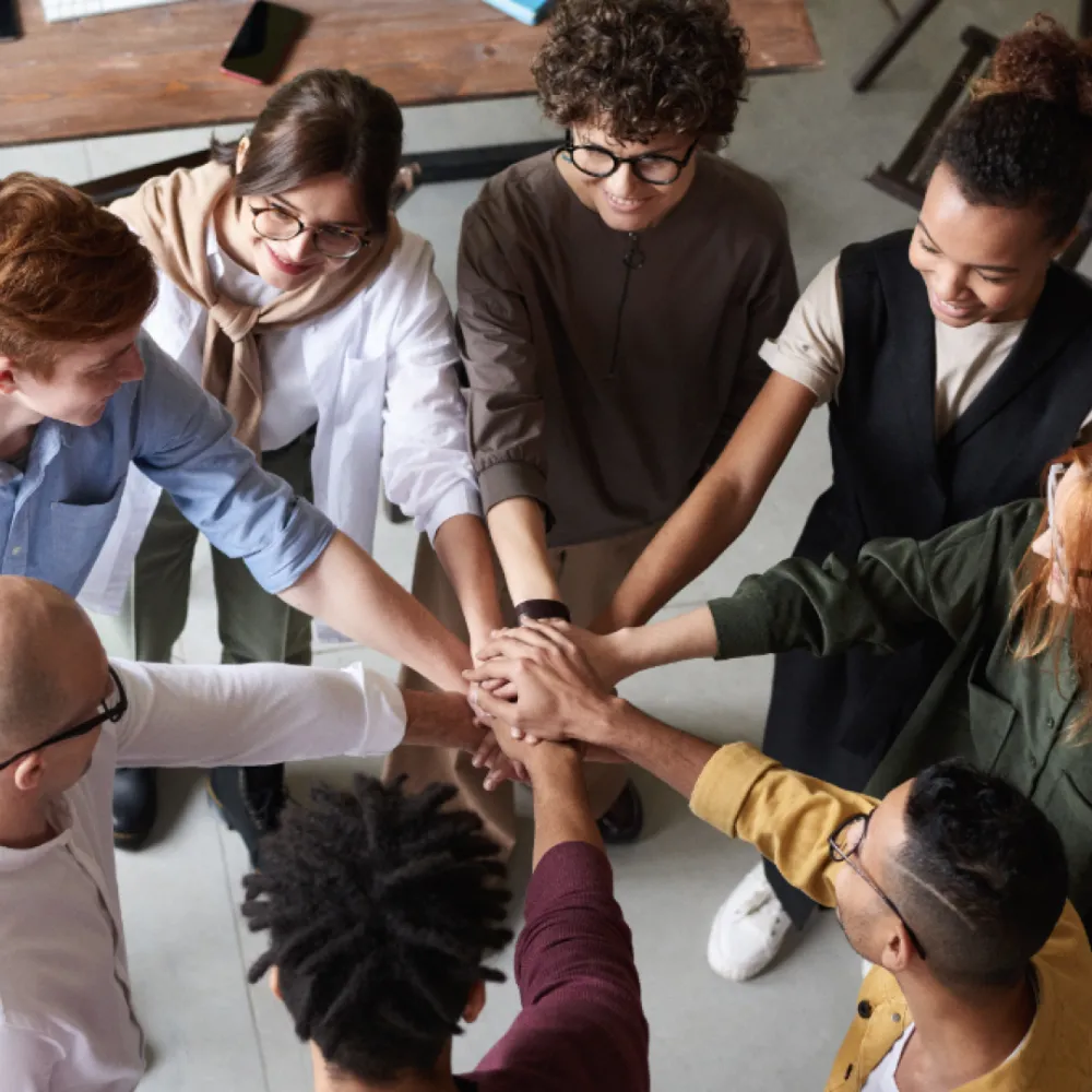 Group of young people working together